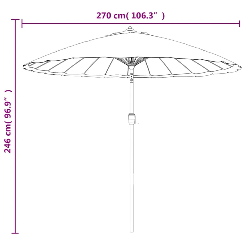 Lauko skėtis nuo saulės su aliuminio stulpu, juodas, 270cm