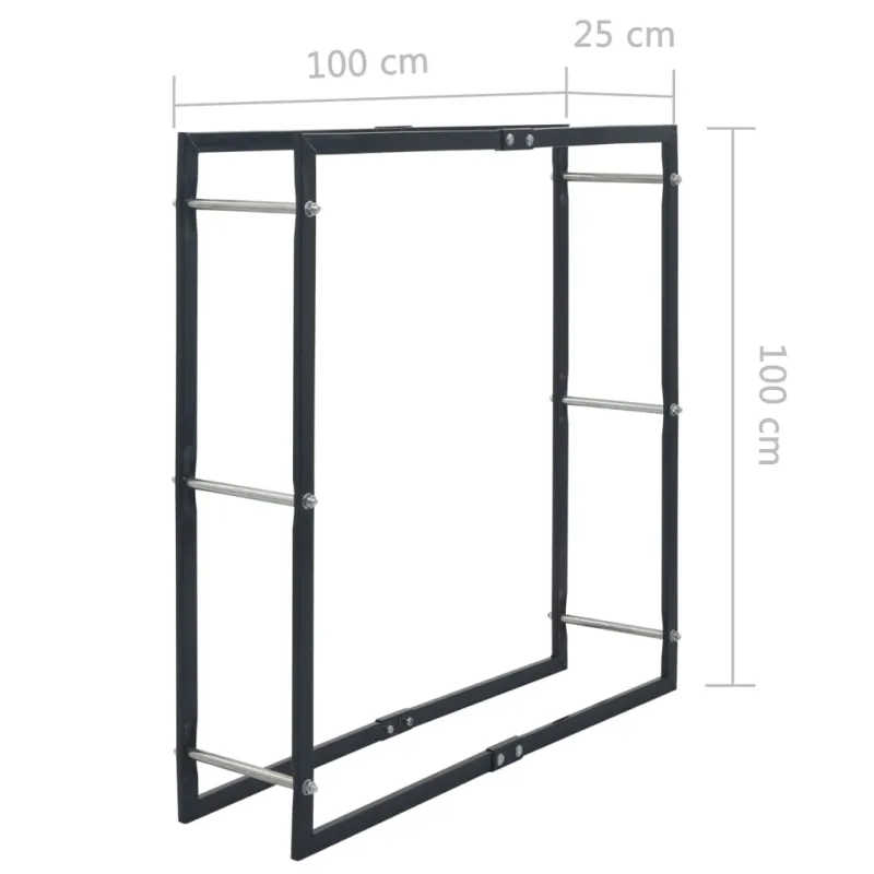 Stovas malkoms, juodos spalvos, 100x25x100cm, plienas