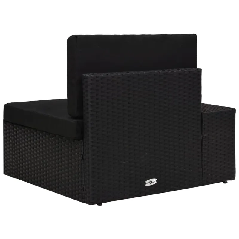 Modulinė kampinė sofa su porankiu, juoda, poliratanas