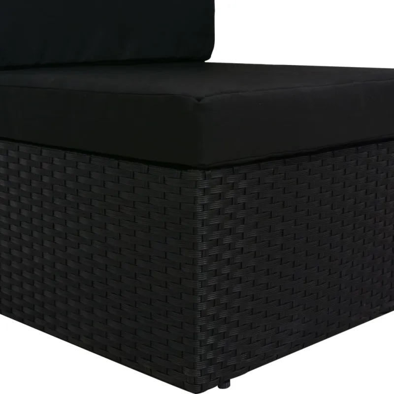 Modulinė kampinė sofa su porankiu, juoda, poliratanas