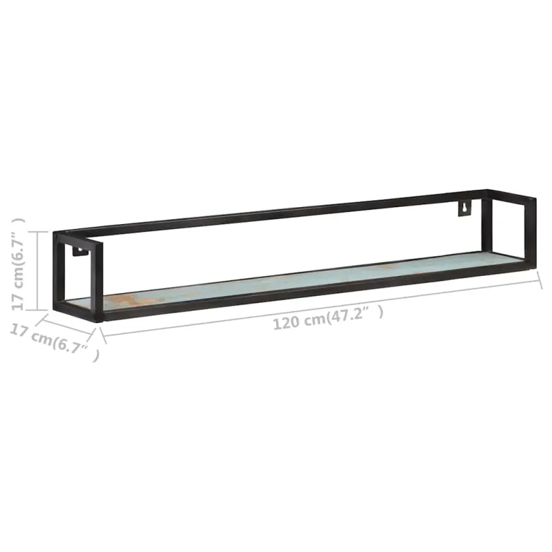 Sieninės lentynos, 2vnt., 120cm, perdirbtos medienos masyvas