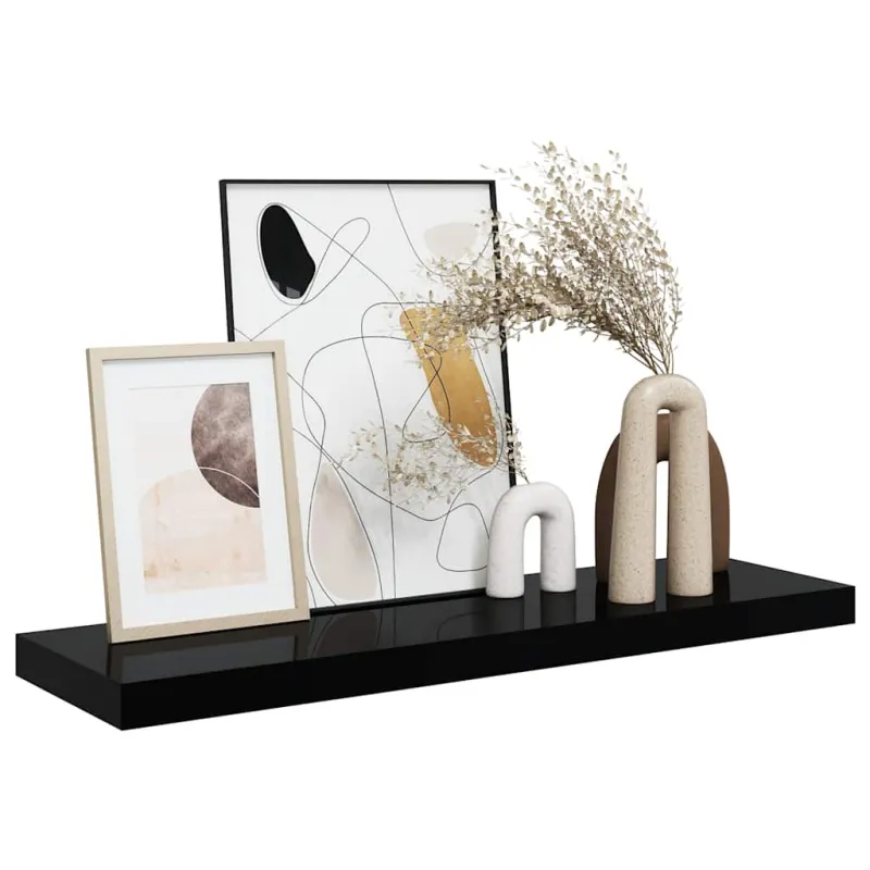Pakabinama sieninė lentyna, juoda, 80x23,5x3,8cm, MDF, blizgi