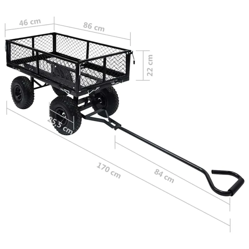 Rankinis sodo vežimėlis, juodos spalvos, 250kg