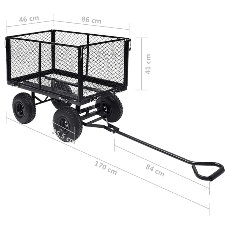 Rankinis sodo vežimėlis, juodos spalvos, 350kg