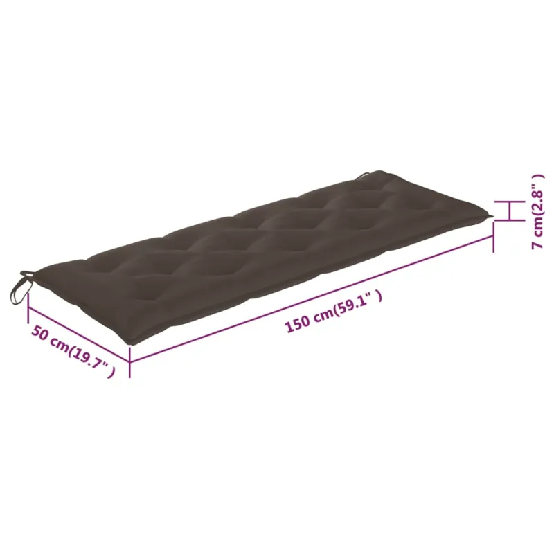 Trivietis sodo suoliukas su pagalvėle, 150cm, eukalipto masyvas