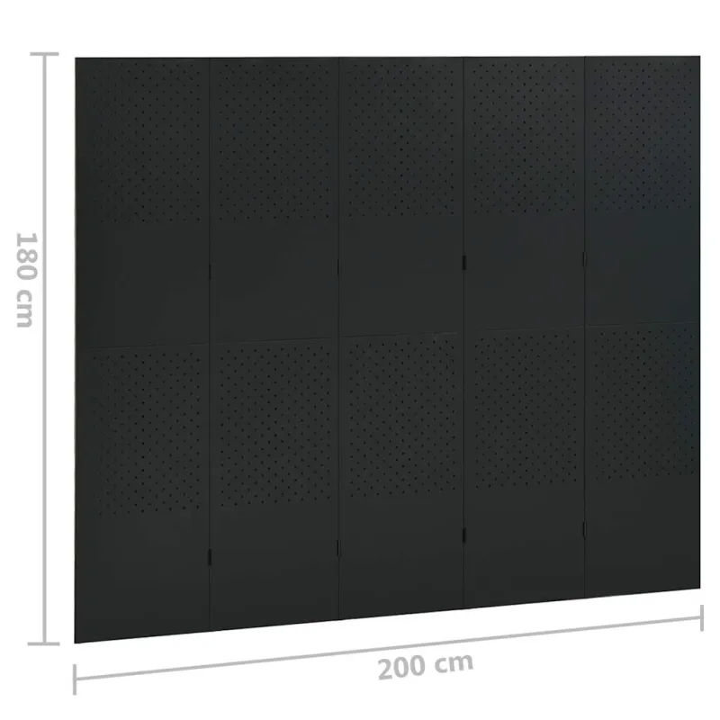 Kambario pertvaros, 5 dalių, 2vnt., juodos, 200x180cm, plienas