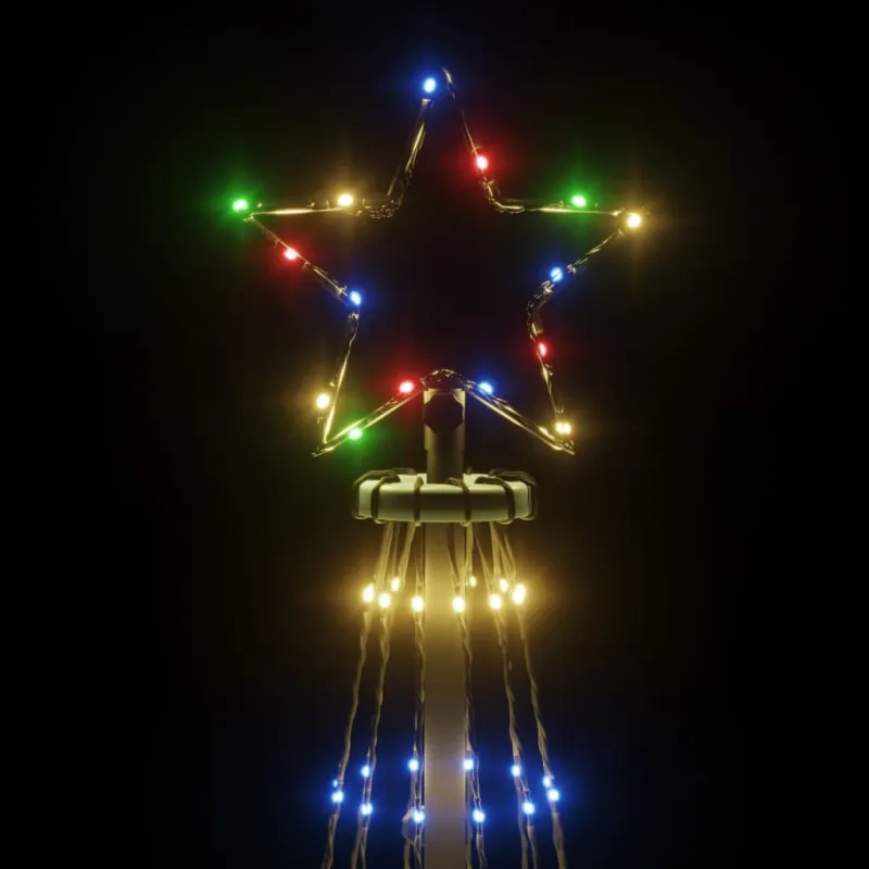 Kalėdų eglutė su kuoliuku, įvairių spalvų, 108LED, 180cm