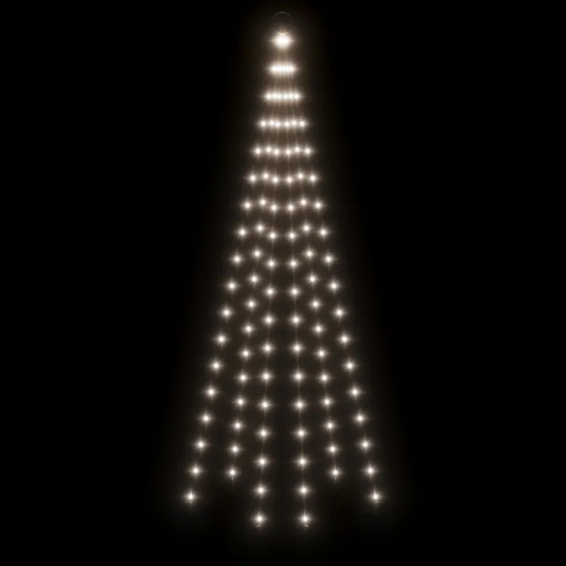 Kalėdų eglutė ant vėliavos stiebo, 180cm, 108 šaltos baltos LED