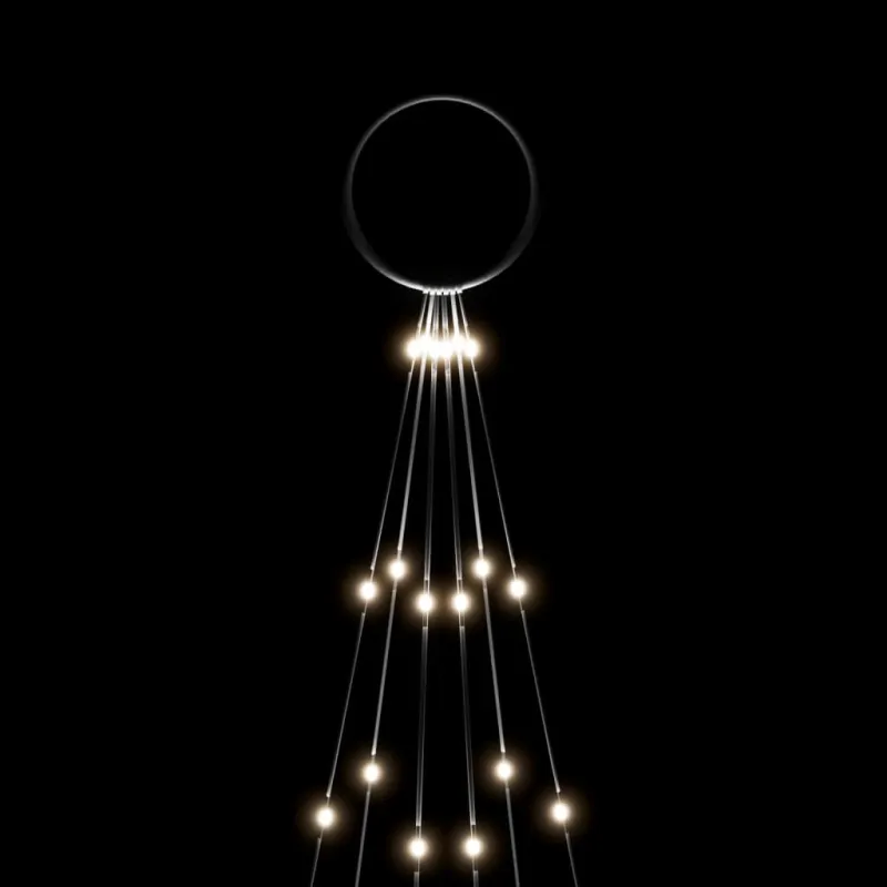 Kalėdų eglutė ant vėliavos stiebo, 180cm, 108 šaltos baltos LED