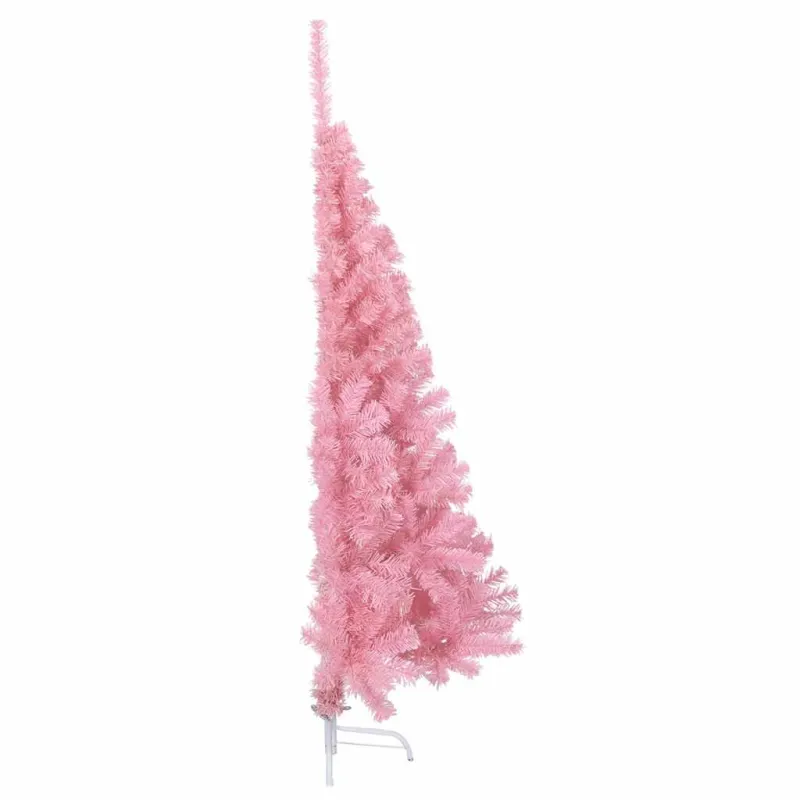 Dirbtinė pusinė Kalėdų eglutė su stovu, rožinė, 150cm, PVC