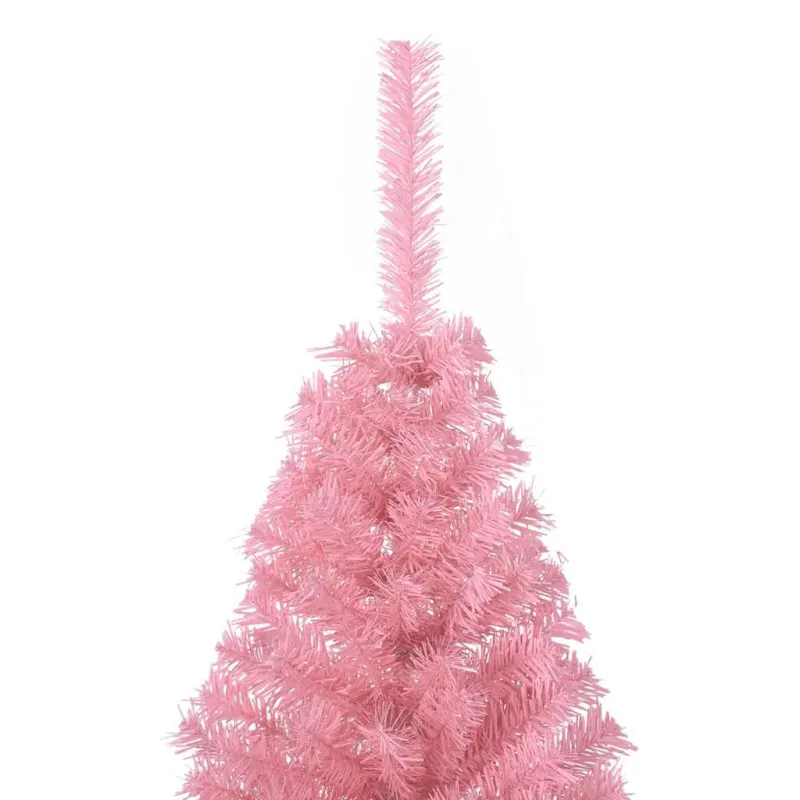 Dirbtinė pusinė Kalėdų eglutė su stovu, rožinė, 150cm, PVC