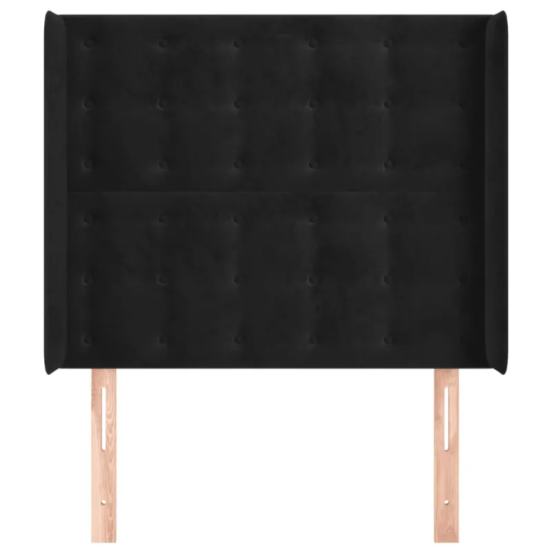 Galvūgalis su auselėmis, juodas, 93x16x118/128cm, aksomas
