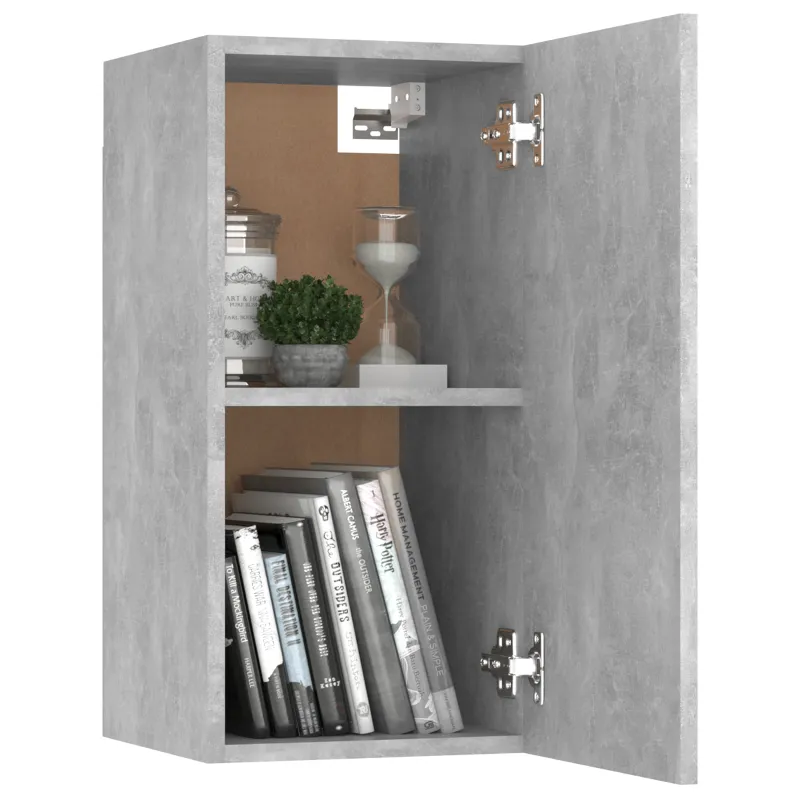 Sieninė televizoriaus spinta | 2 pcs Betono pilka
