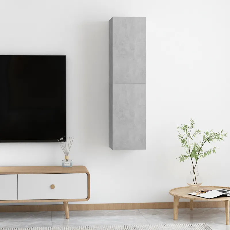 Sieninė televizoriaus spinta | 2 pcs Betono pilka