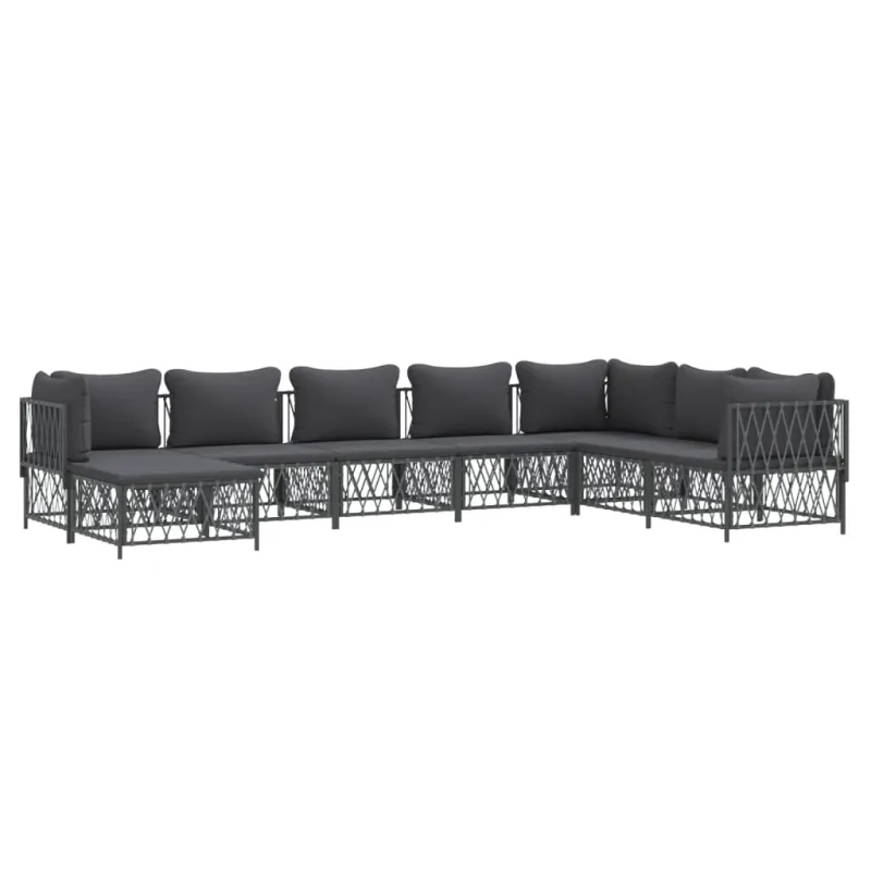 Sodo komplektas su pagalvėlėmis, 8 dalių, antracito, plienas