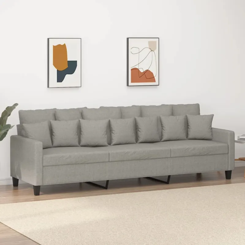 Trivietė sofa, šviesiai pilkos spalvos, 210cm, audinys