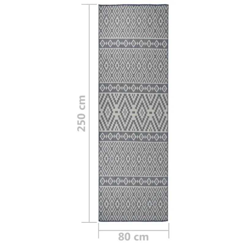 Lauko kilimėlis, mėlynos spalvos, 80x250cm, plokščio pynimo