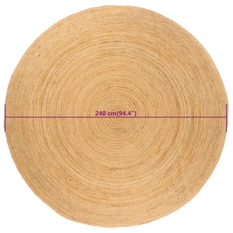 Kilimas, pintas džiutas, 240 cm, apvalus