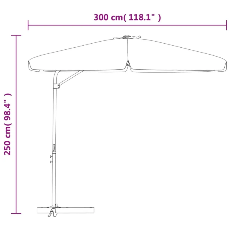 Lauko skėtis nuo saulės su plieniniu stulpu, žalias, 300cm