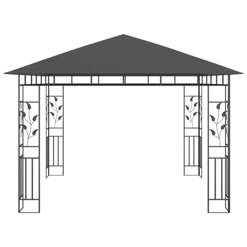 Pavėsinė su tinkleliu nuo uodų, antracito, 3x3x2,73m, 180g/m²