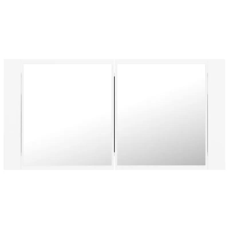 Veidrodinė vonios spintelė su LED, balta, 90x12x45cm, akrilas