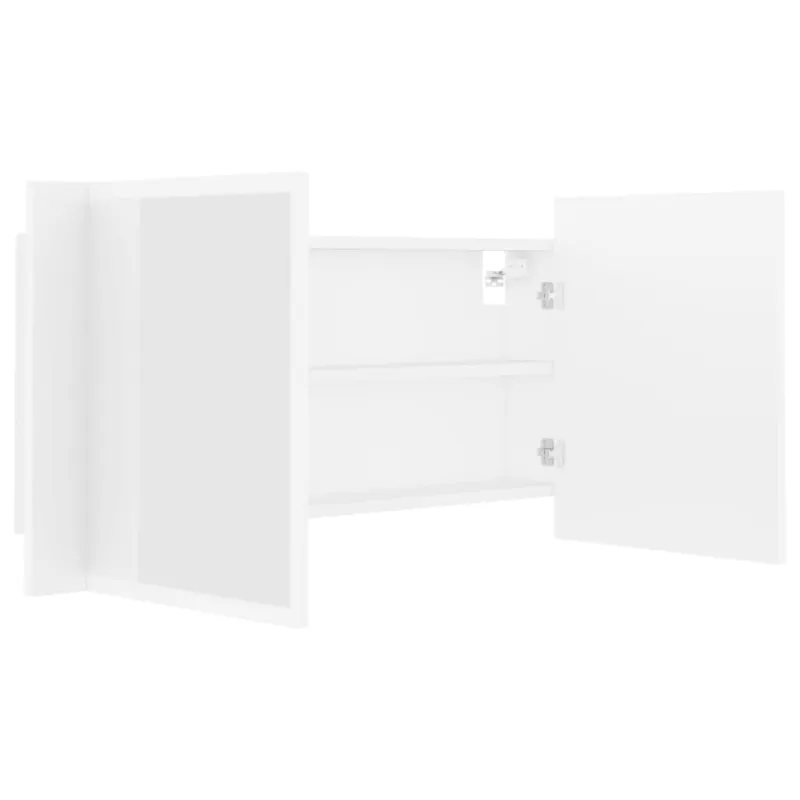Veidrodinė vonios spintelė su LED, balta, 90x12x45cm, akrilas