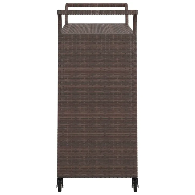 Baro vežimėlis su stalčiumi, rudas, 100x45x97cm, poliratanas