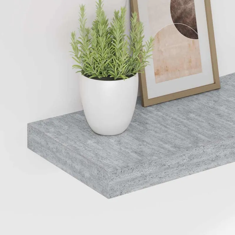 Pakabinamos lentynos, 2vnt., betono pilkos, 60x23,5x3,8cm, MDF