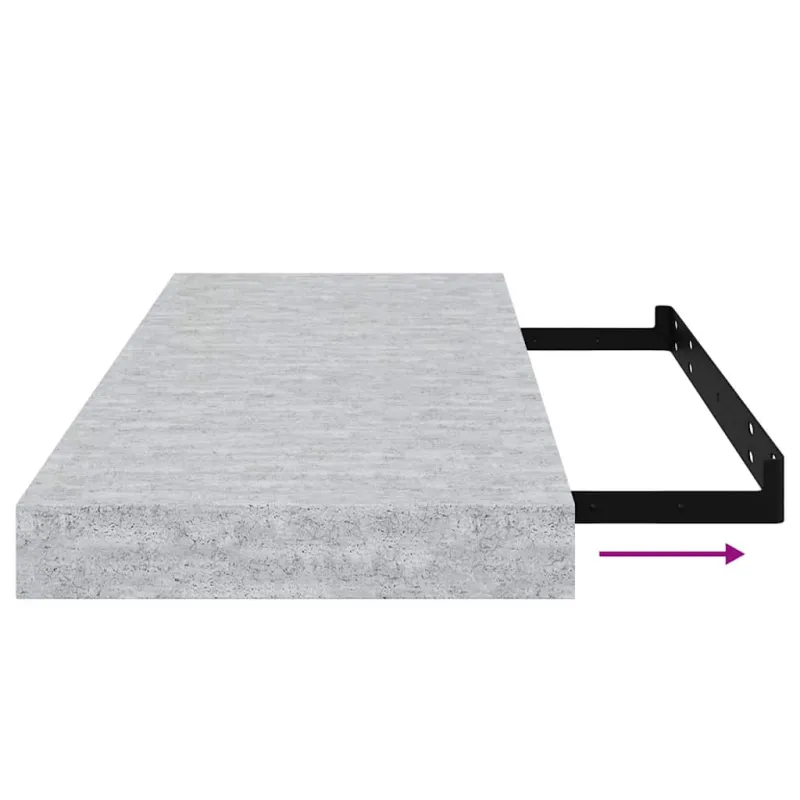 Pakabinamos lentynos, 2vnt., betono pilkos, 60x23,5x3,8cm, MDF