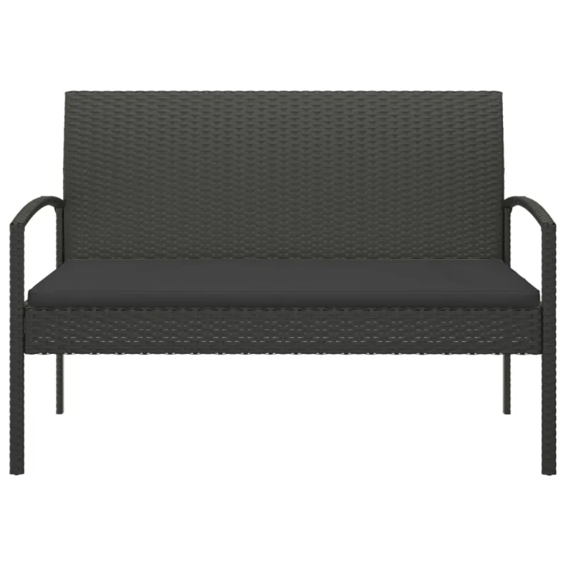 Sodo suoliukas su pagalvėle, juodas, 105cm, poliratanas