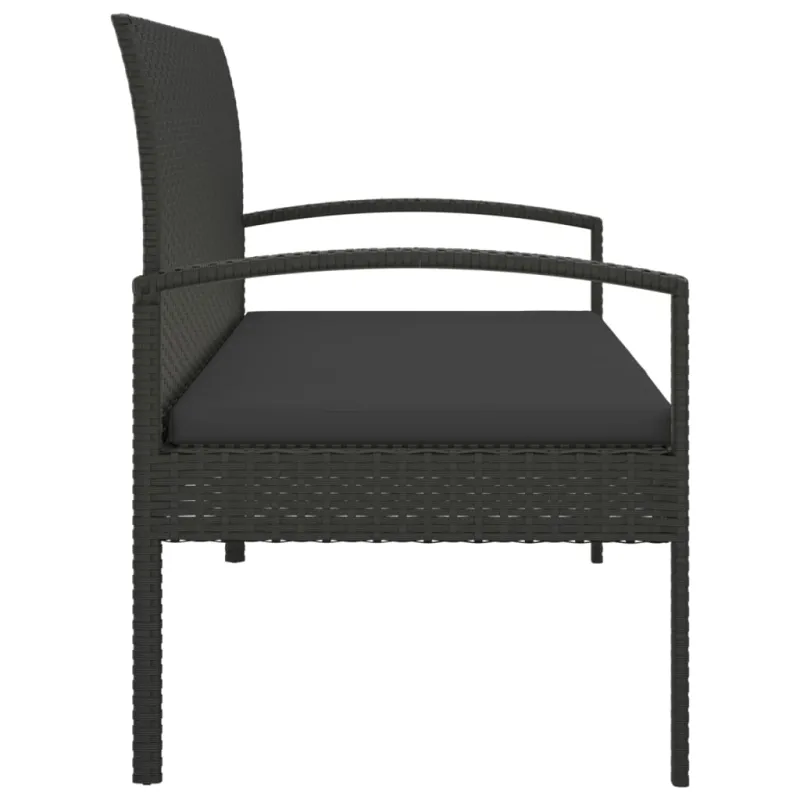 Sodo suoliukas su pagalvėle, juodas, 105cm, poliratanas