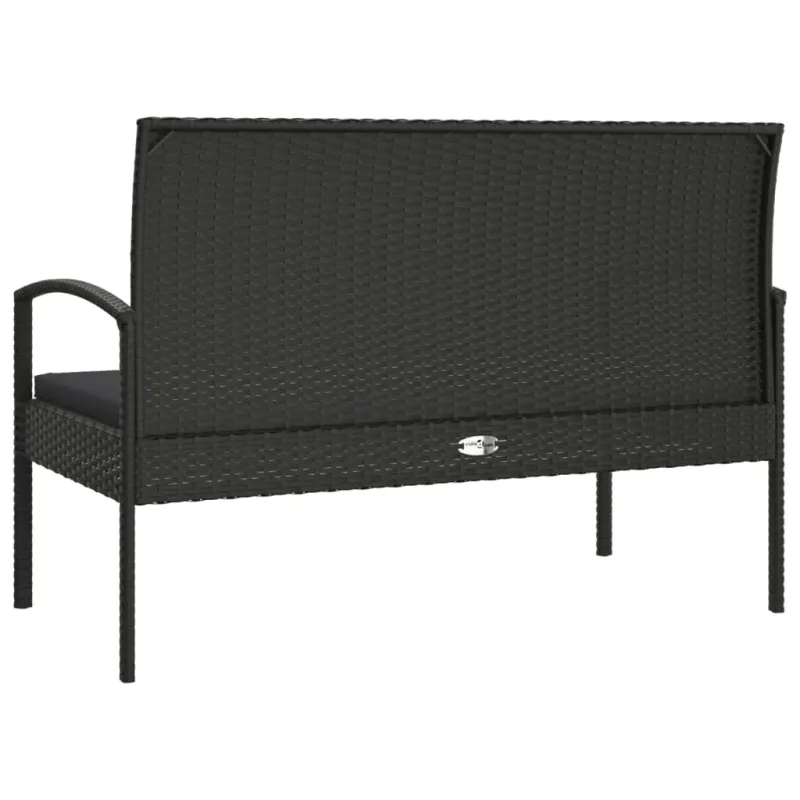 Sodo suoliukas su pagalvėle, juodas, 105cm, poliratanas