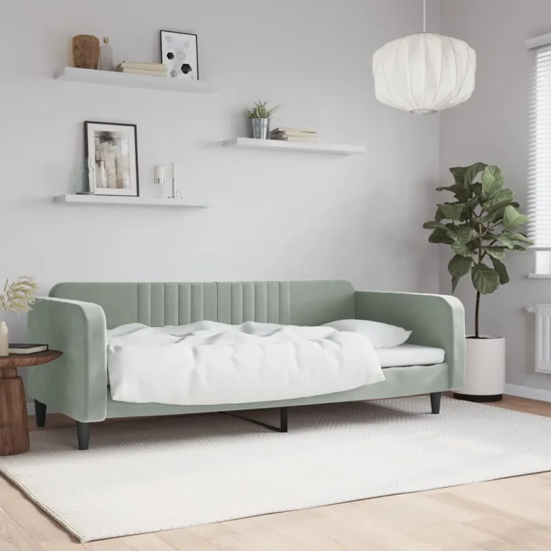 Sofa, šviesiai pilkos spalvos, 100x200cm, aksomas