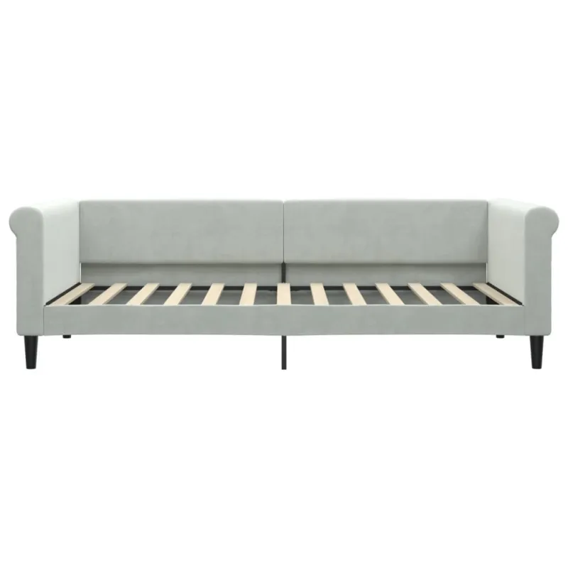 Sofa, šviesiai pilkos spalvos, 90x200cm, aksomas