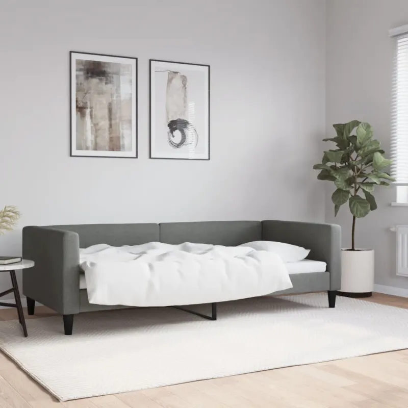 Sofa, tamsiai pilkos spalvos, 90x200cm, audinys