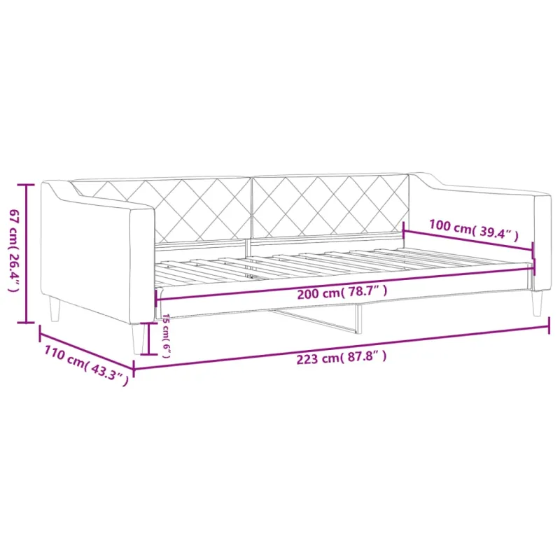 Sofa, juodos spalvos, 100x200cm, audinys