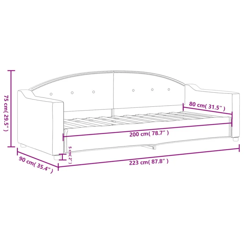 Sofa, juodos spalvos, 80x200cm, audinys