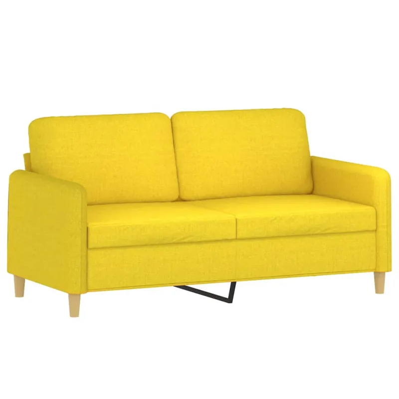 Dvivietė sofa su pagalvėlėmis, šviesiai geltona, 140cm, audinys