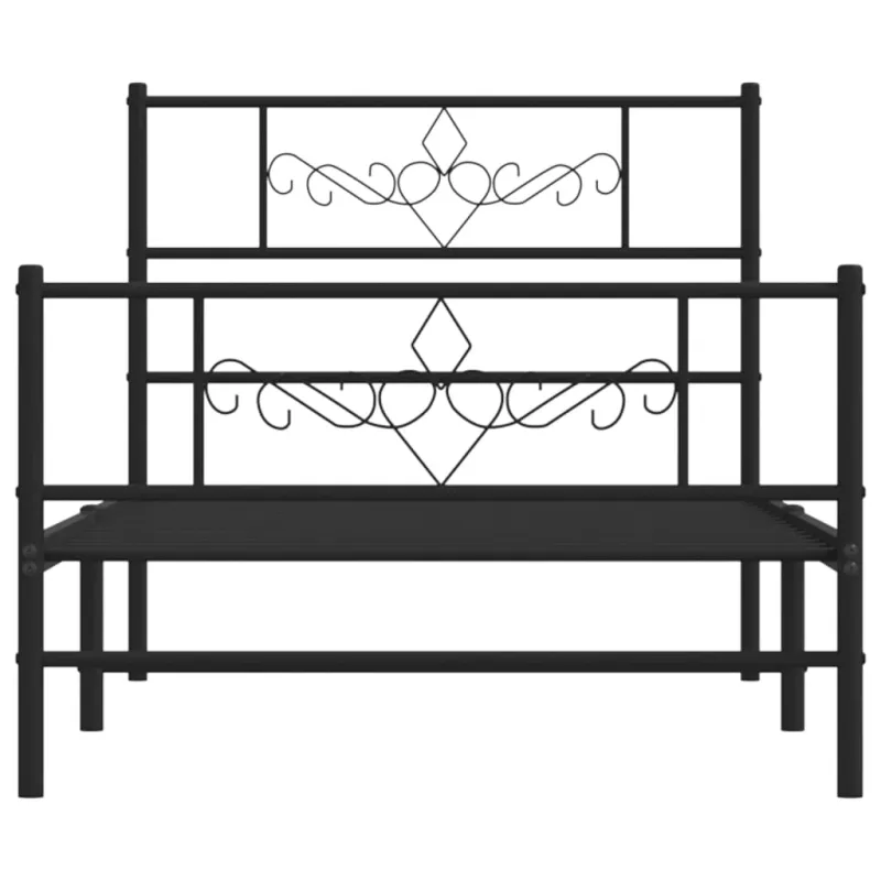 Lovos rėmas su galvūgaliu/kojūgaliu, juodas, 75x190cm, metalas