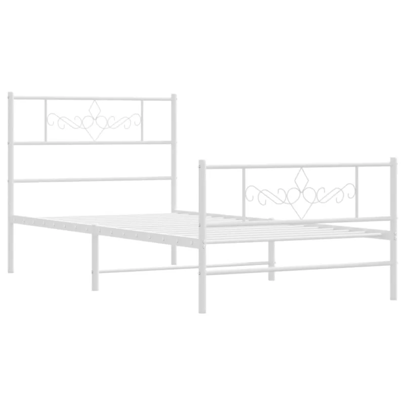 Lovos rėmas su galvūgaliu/kojūgaliu, baltas, 75x190cm, metalas