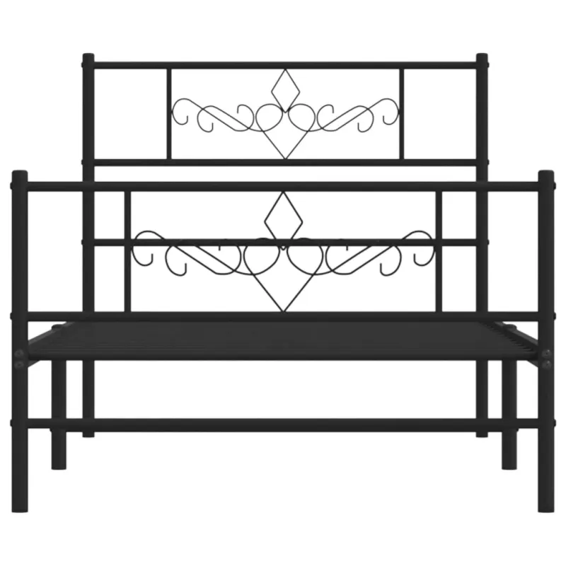 Lovos rėmas su galvūgaliu/kojūgaliu, juodas, 90x190cm, metalas