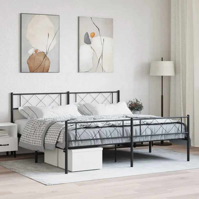 Lovos rėmas be čiužinio, juodas, 180x200cm, metalas