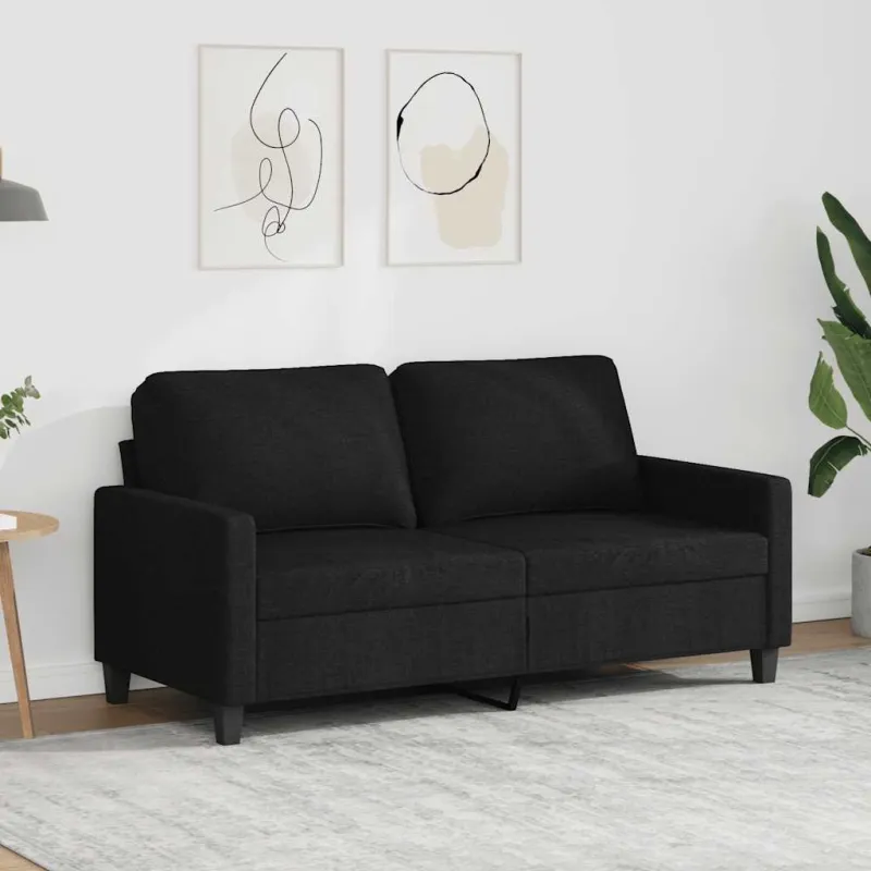 Dvivietė sofa, juodos spalvos, 140cm, audinys