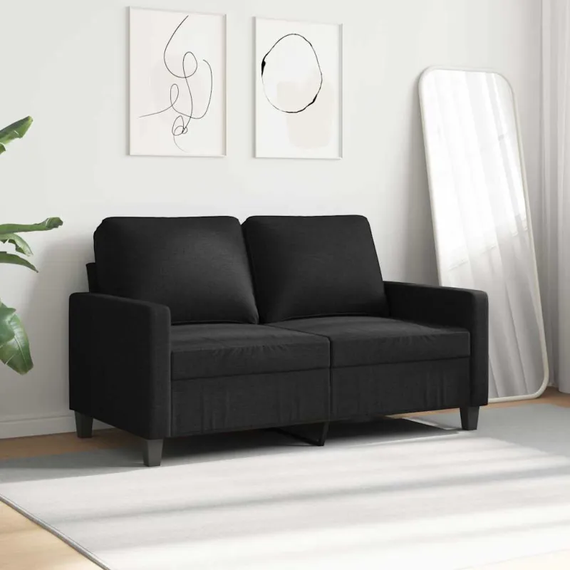 Dvivietė sofa, juodos spalvos, 120cm, audinys
