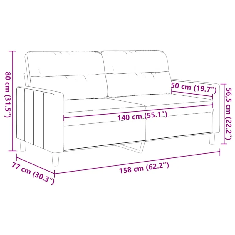 Dvivietė sofa, kreminės spalvos, 140cm, audinys