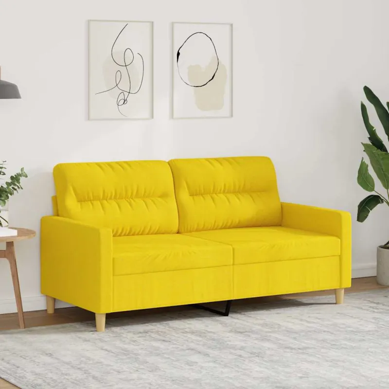 Dvivietė sofa, šviesiai geltonos spalvos, 140cm, audinys