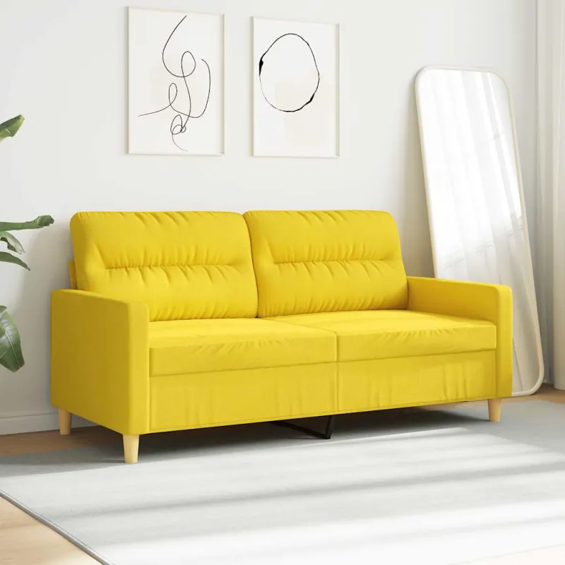 Dvivietė sofa, šviesiai geltonos spalvos, 140cm, audinys