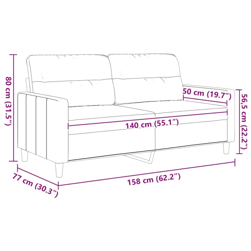 Dvivietė sofa, taupe spalvos, 140cm, audinys