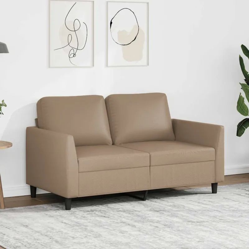 Dvivietė sofa, kapučino spalvos, 120cm, dirbtinė oda