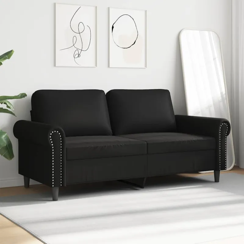 Dvivietė sofa, juodos spalvos, 140cm, dirbtinė oda